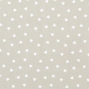 Popeline di cotone biologico con cuori sparsi – greige, 