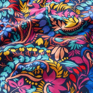 tessuto in cotone cretonne tralci floreali – blu notte, 