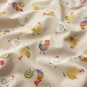 tessuto arredo mezzo panama Piccoli polli – naturale/bianco, 