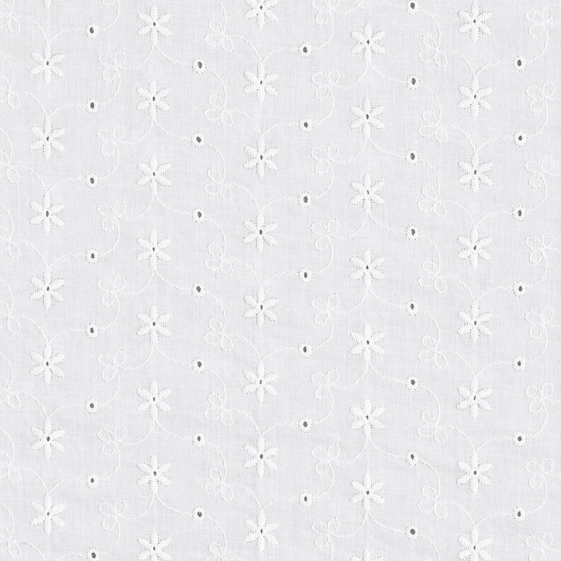 Batista di cotone ricami a giorno Tralci di fiori – bianco,  image number 1