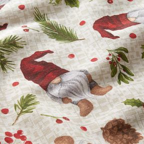 tessuto arredo tessuti canvas Gnomo con berretto – beige chiaro/rosso scuro, 