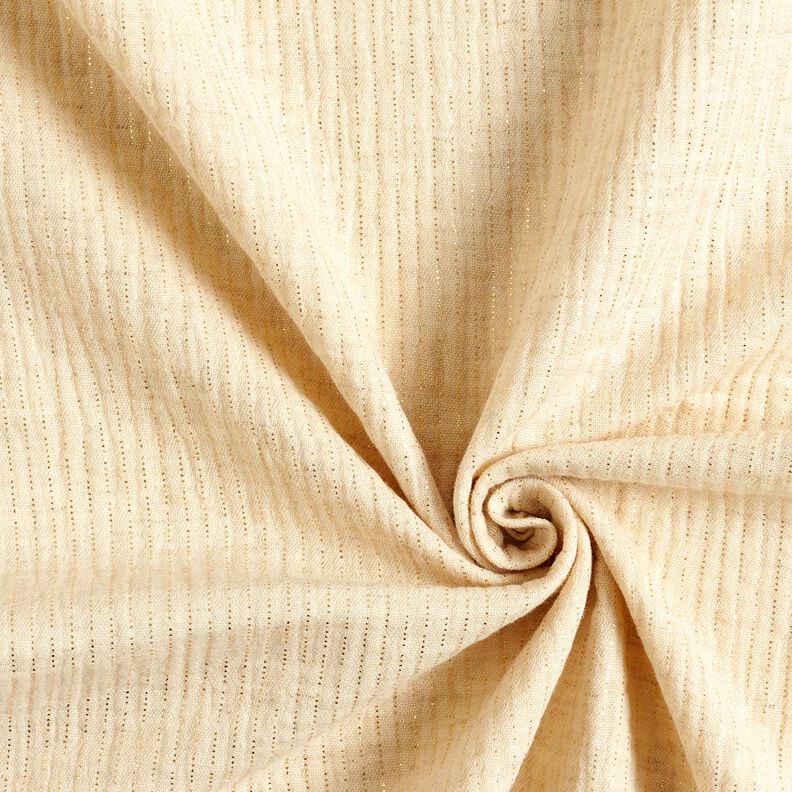 mussolina / tessuto doppio increspato misto lino Pois glitterati – crema, image number 3