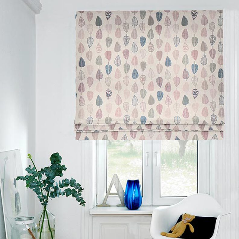 tessuto arredo mezzo panama Foglie retrò – rosa antico chiaro/naturale, image number 6