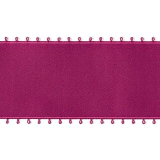 nastro in satin, bordo picot - rosso bordeaux, 