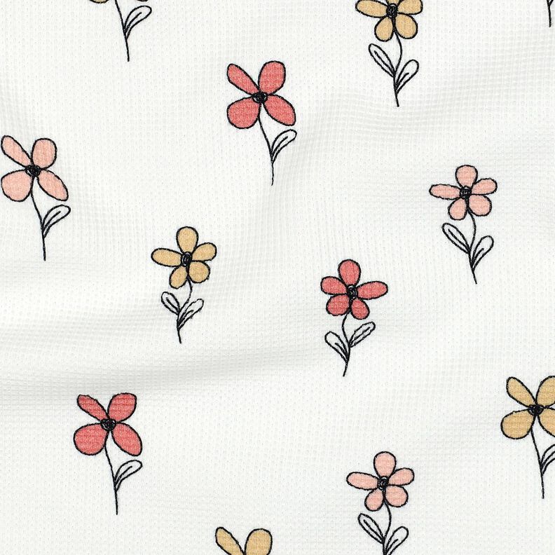 Jersey a nido d’ape fiori | Poppy Fabrics – avorio/albicocca, image number 2