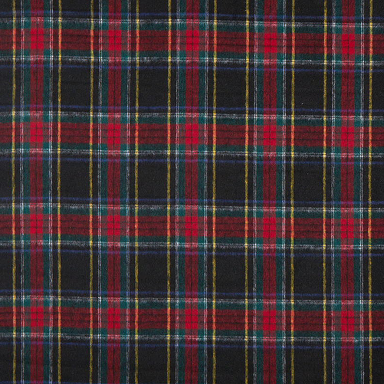 Tessuto per cappotto in misto lana vergine tartan – nero/rosso,  image number 1