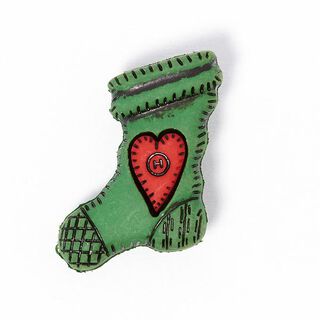 Bottone natalizio Calza di Babbo Natale - verde, 