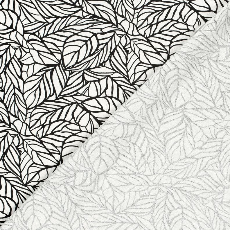misto lino viscosa Fogliame – bianco lana/nero,  image number 4