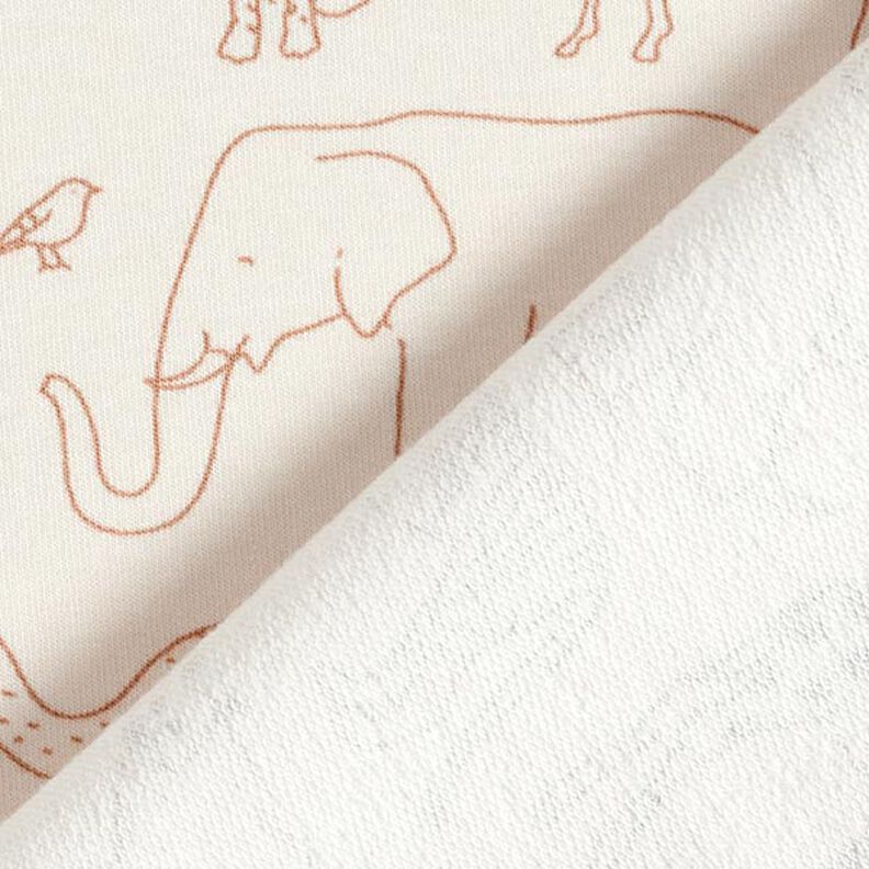 French terry, felpa estiva Animali da safari disegnati – beige chiaro,  image number 5