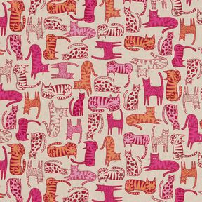 tessuto arredo mezzo panama gatti colorati – naturale/porpora, 