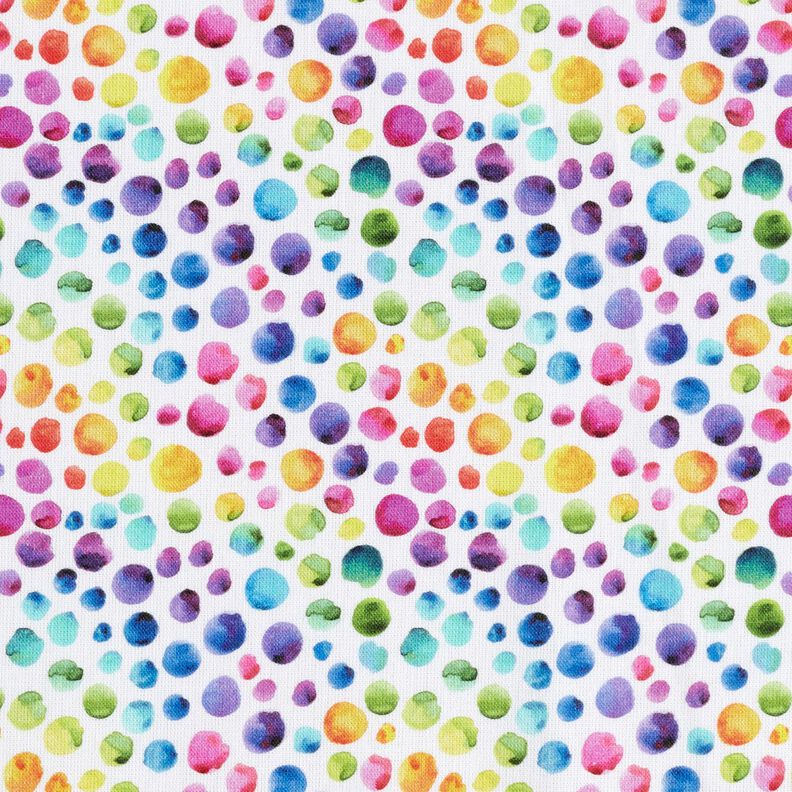 popeline di cotone Pois arcobaleno stampa digitale – bianco/mix di colori,  image number 1