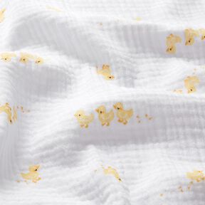 mussolina / tessuto doppio increspato Dolci anatroccoli – bianco/oro, 