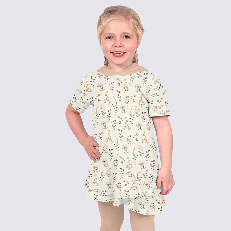 mussolina / tessuto doppio increspato Prato selvaggio stampa digitale – bianco,  image number 6