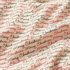 tessuto in cotone cretonne Merry Christmas – naturale/rosso carminio, 