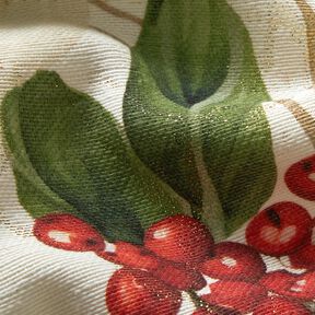 tessuto arredo Jacquard lurex arbusto invernale con bacche – naturale/oro, 