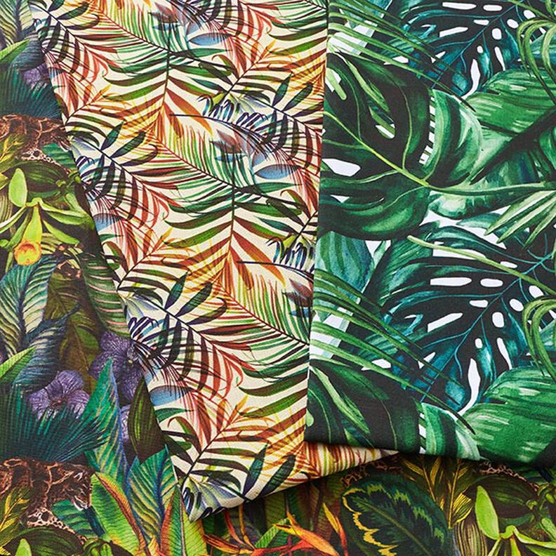 tessuto arredo mezzo panama foglie di palma – verde,  image number 5