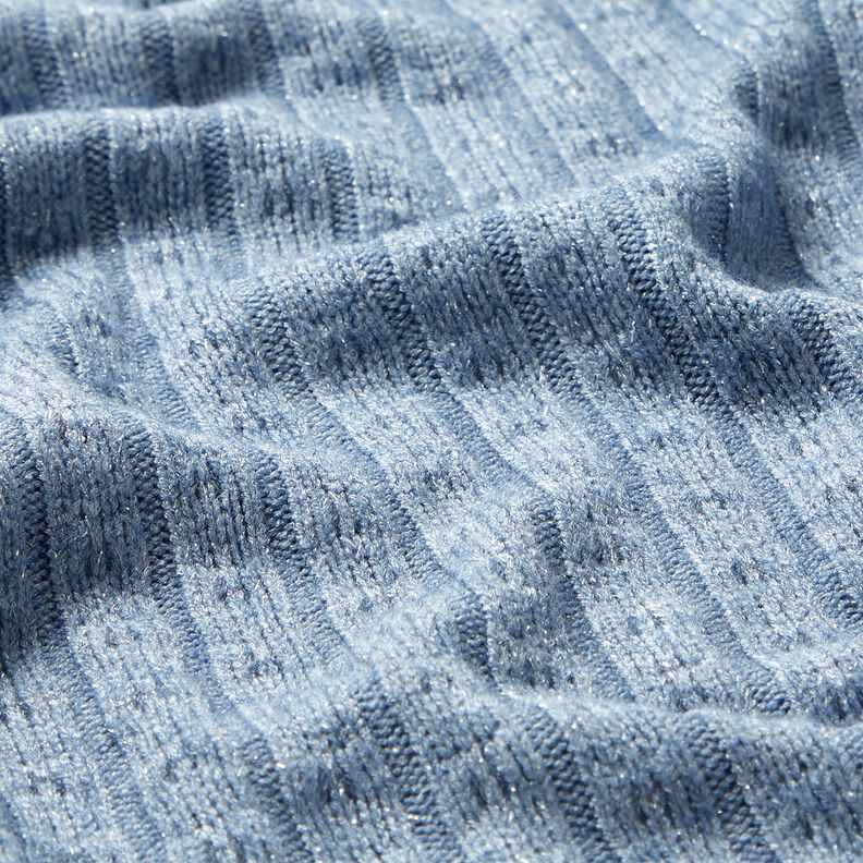 tessuto in maglia Ajour eleganti strisce glitterate – azzurro,  image number 2