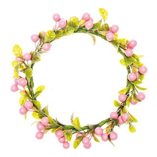 corona decorativa con fiori e bacche [Ø 12 cm/ 17 cm] – rosa/verde, 