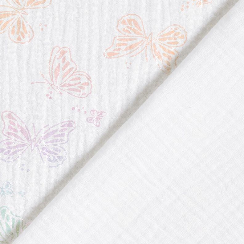 mussolina / tessuto doppio increspato Farfalle stampa laminata – bianco,  image number 5