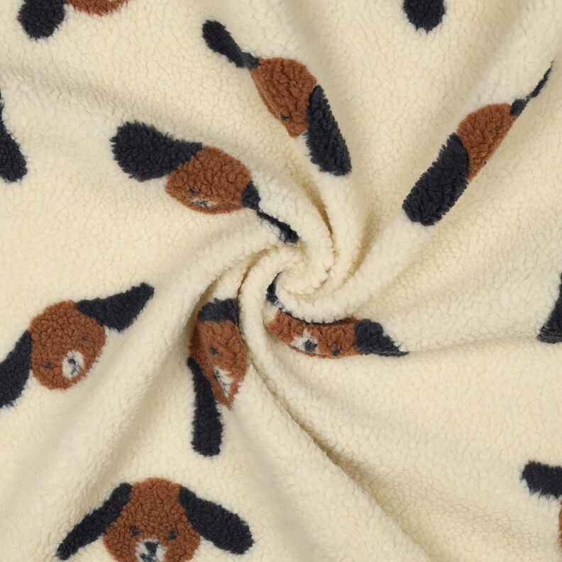 tessuto peluche teste di cane | Poppy Fabrics – beige chiaro/marrone nerastro, image number 3