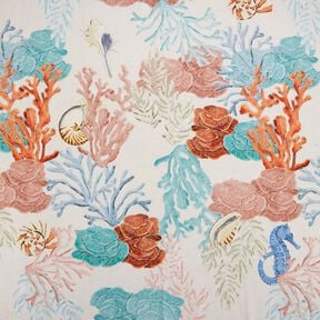 tessuto arredo mezzo panama Coralli colorati &ndash; tortora chiaro/azzurro, 