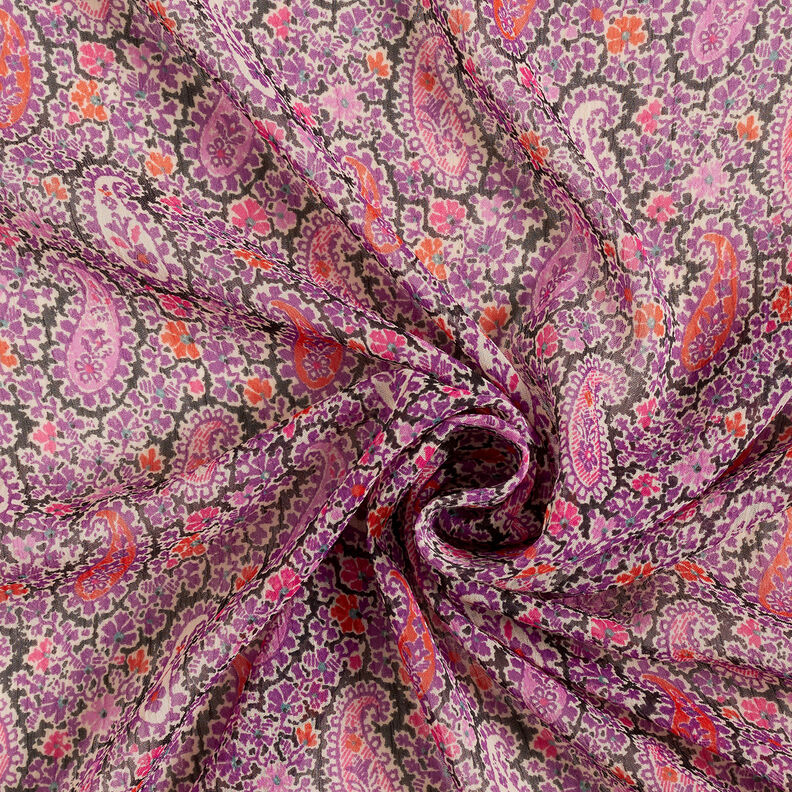 Chiffon increspato, paisley – lillà rosso,  image number 3