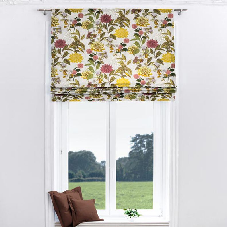 tessuto arredo, panama, stampa floreale – grigio nebbia,  image number 5