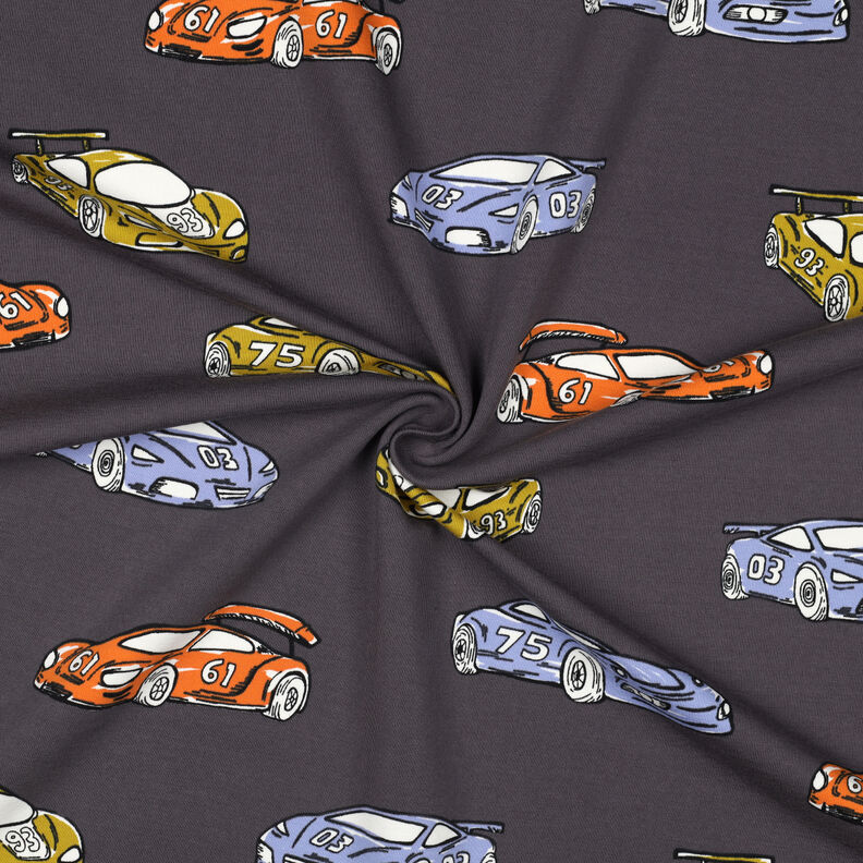 French terry, felpa estiva Automobili da corsa | Poppy Fabrics – grigio, image number 3