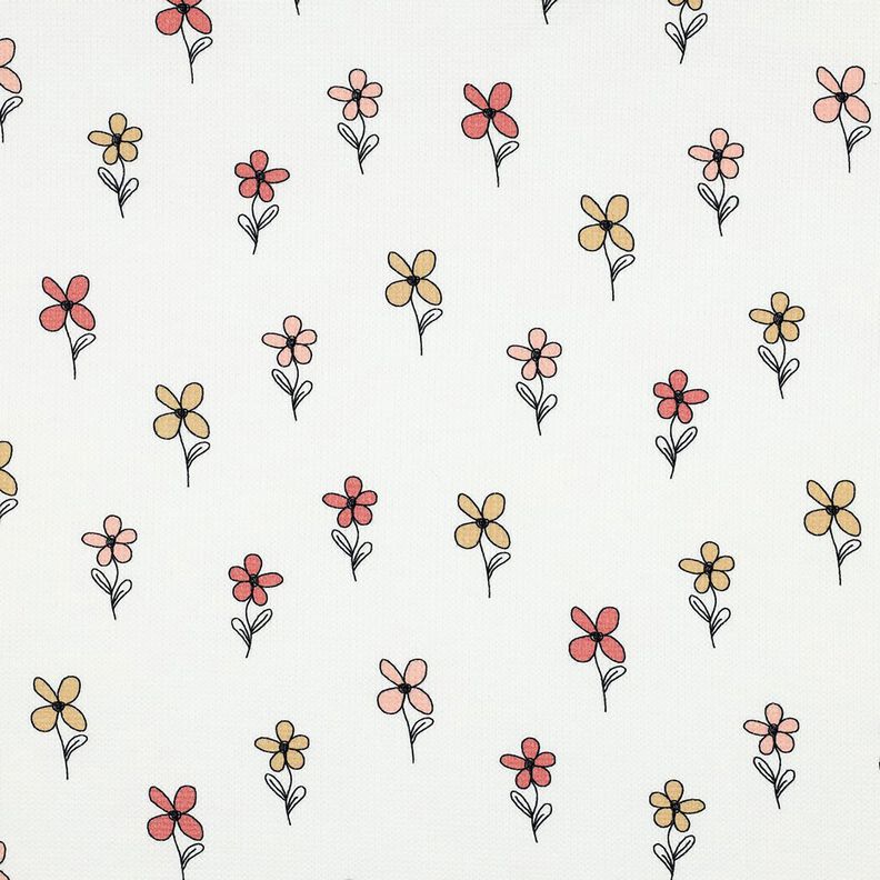 Jersey a nido d’ape fiori | Poppy Fabrics – avorio/albicocca, image number 1