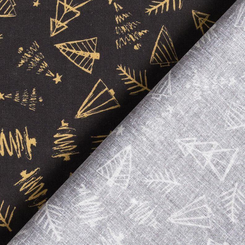 tessuto in cotone cretonne Eleganti abeti – nero/oro, image number 4