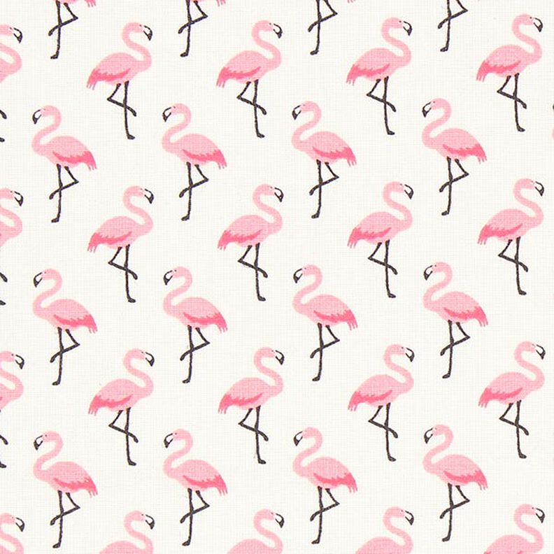 Cotone laminato Fenicotteri – bianco lana,  image number 1