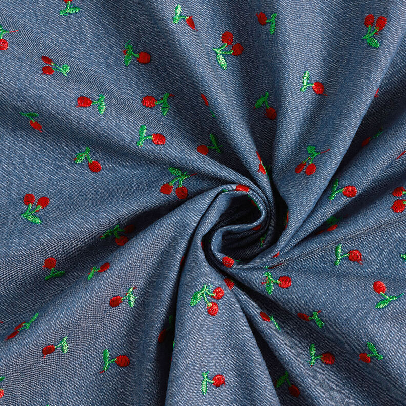 chambray Ciliegie ricamate – colore blu jeans,  image number 3