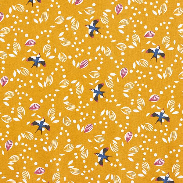 tessuto in cotone cretonne Rondini – senape, image number 1