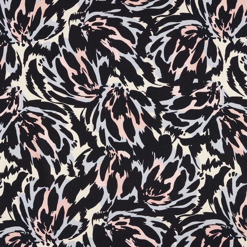 Petali astratti in raso crepe – nero/argento,  image number 1
