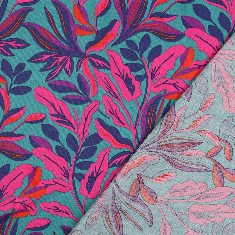 satin di cotone Lush Leaves | Nerida Hansen – turchese/porpora,  image number 4
