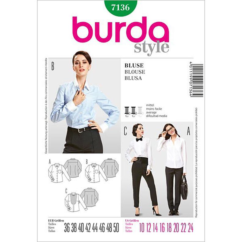 Blusa / camicetta, Burda 7136,  image number 1