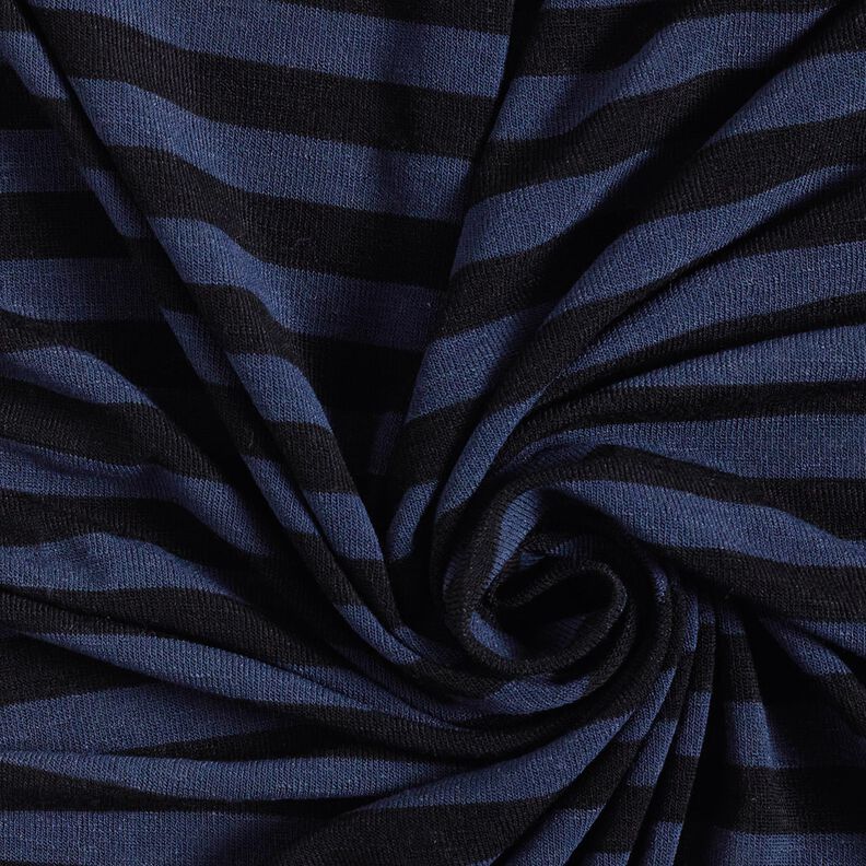 Jersey misto viscosa-seta a righe – blu marino/nero,  image number 3