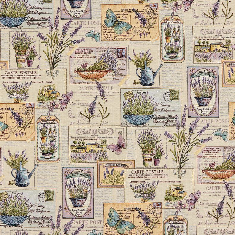 tessuto arredo gobelin Collage di lavanda – naturale/lillà,  image number 1