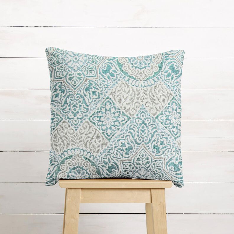 tessuto arredo Jacquard Eleganti piastrelle &ndash; petrolio chiaro/beige chiaro,  image number 6