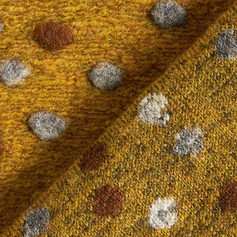 tessuto in maglia di lana, pallini colorati – giallo curry,  image number 4