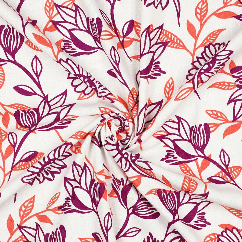 misto lino viscosa Fiori | Poppy Fabrics – avorio/uva,  image number 3