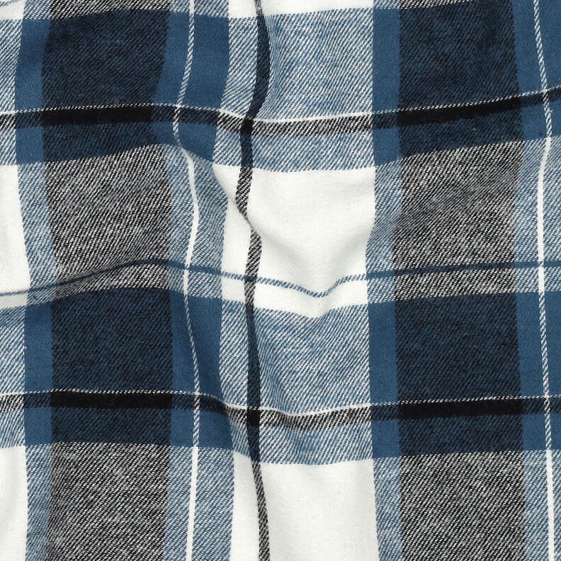 flanella di cotone grandi quadri – colore blu jeans/bianco lana,  image number 2