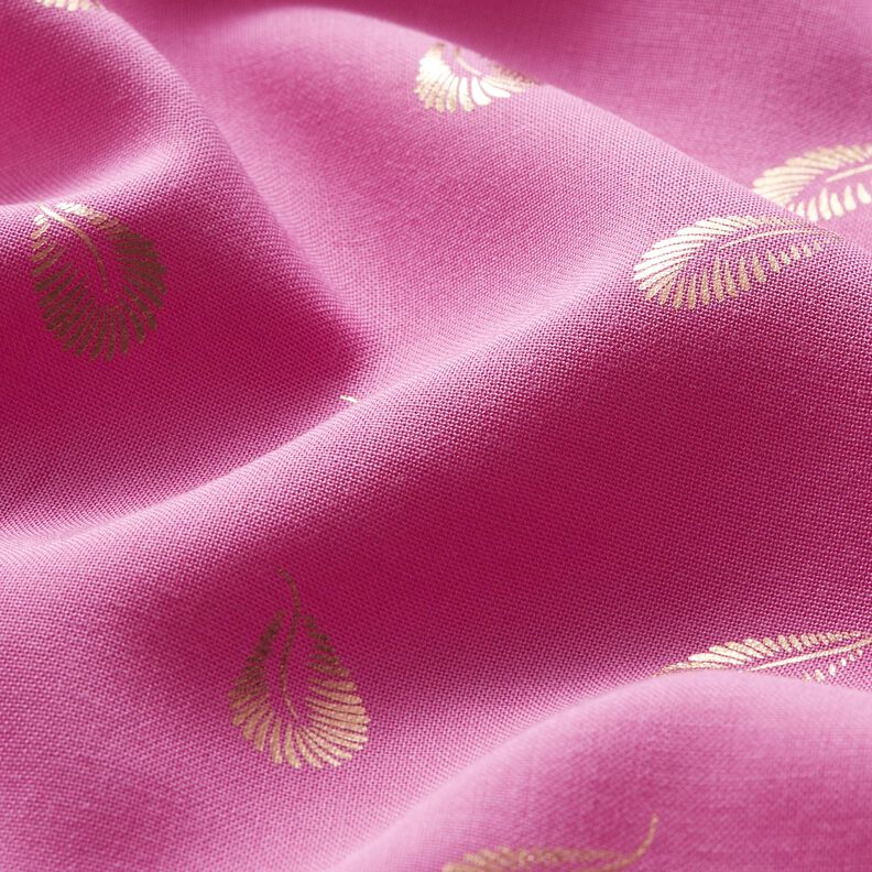 Tessuto in viscosa con stampa lamina di piume – pink,  image number 2