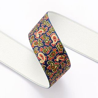 nastro elastico paisley  [ 3,5 cm ] – blu marino/verde, 