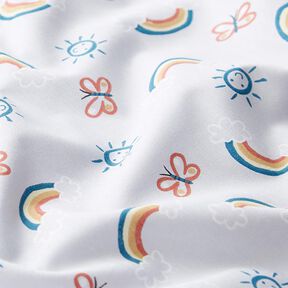 tessuto in cotone cretonne Arcobaleno sole – grigio chiaro, 
