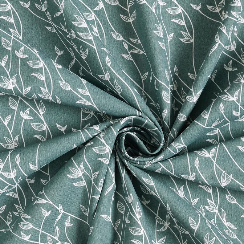 popeline di cotone tralci e foglie – abete blu, image number 3
