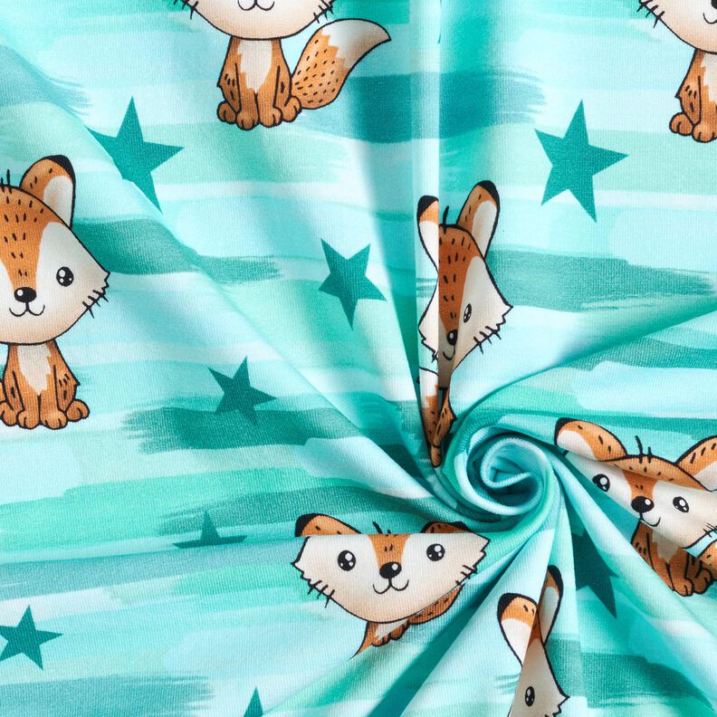 jersey di cotone Volpe con strisce | Glitzerpüppi – azzurro/arancio pesca, image number 3