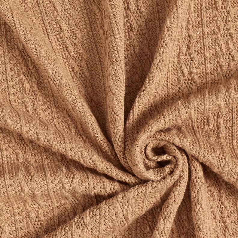 tessuto in maglia Motivo a treccia – marrone capriolo, image number 3