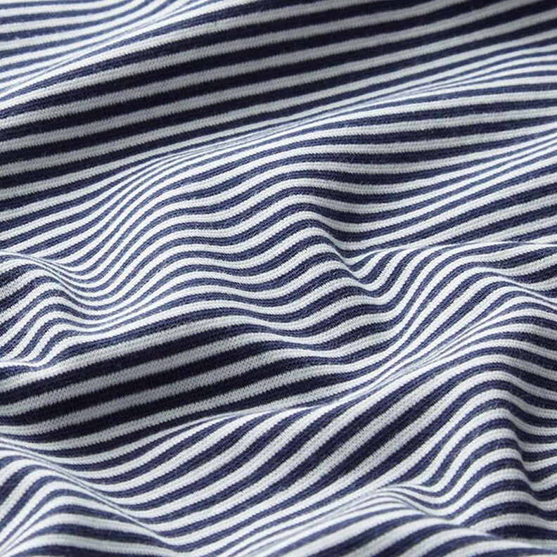 tessuto tubolare per polsini, righe sottili – blu marino/bianco,  image number 2