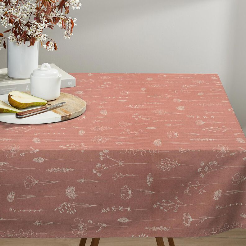 tessuto arredo mezzo panama Delicati fiori – rosa anticato,  image number 8